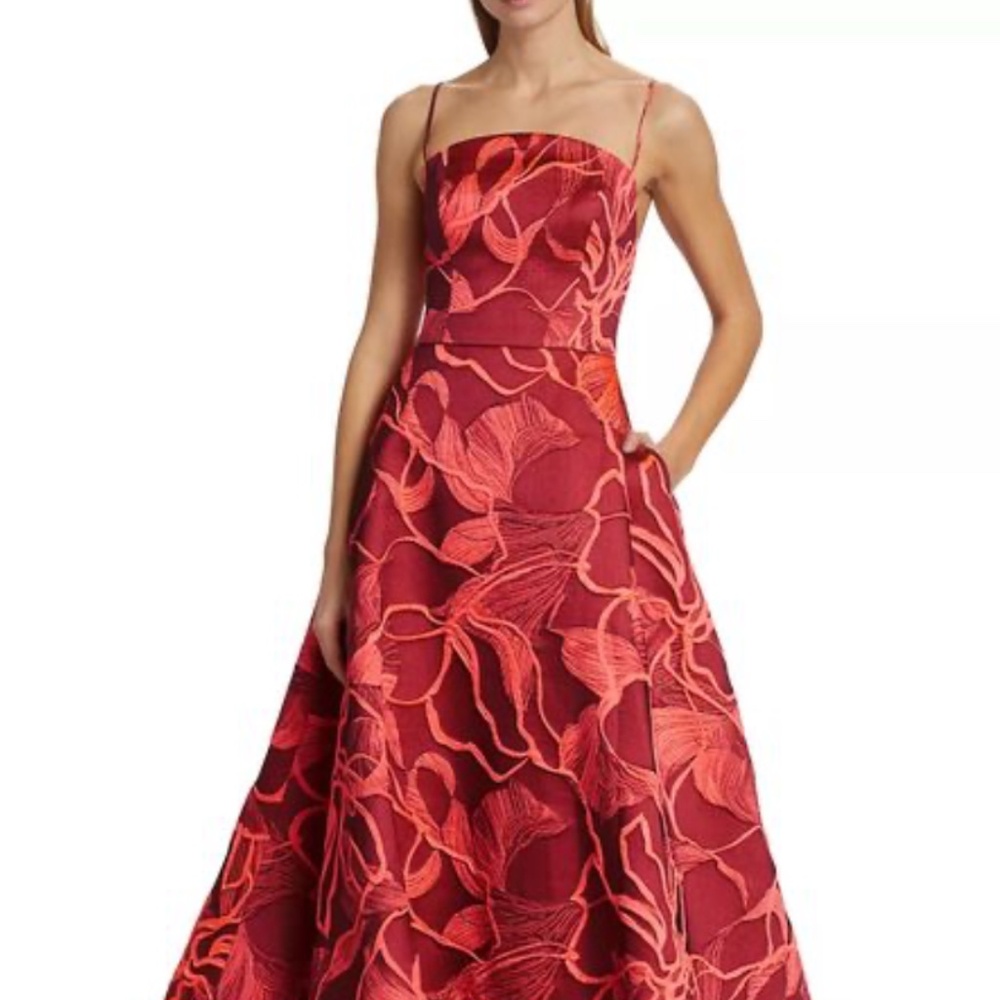 Floral Jacquard Sleeveless Gown